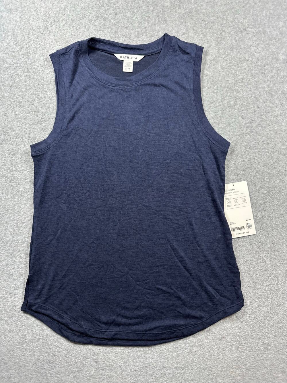 Athleta Breezy Muscle Tank Top Women's Size XS/P Navy Blue Crew Neck Sleeveless